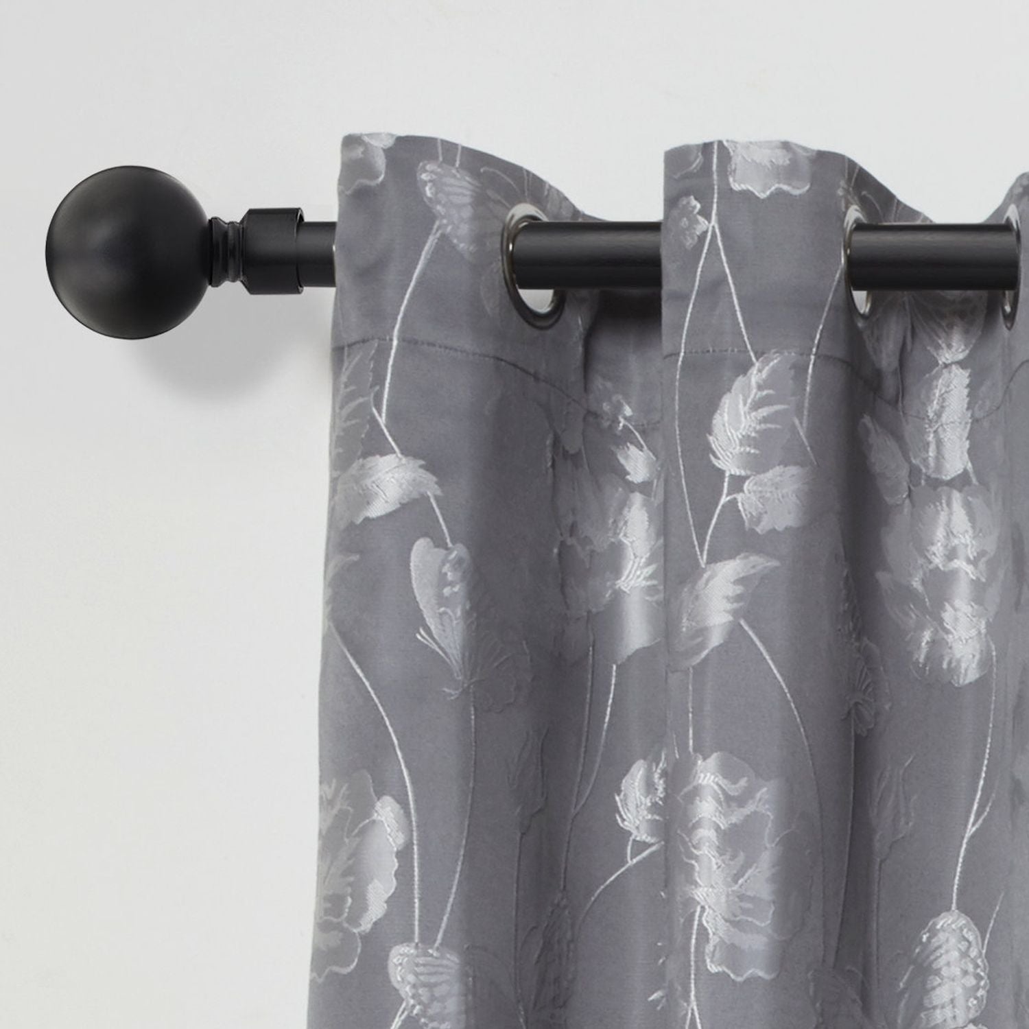 Matt Black Ball Extendable Curtain Pole