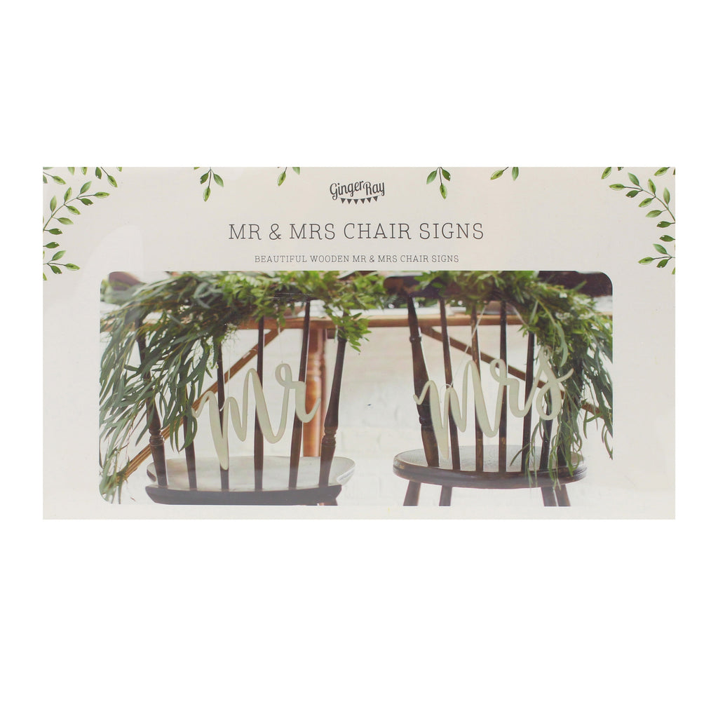 Wooden Mr and Mrs Wedding Chair Signs- 5 Inner Pack