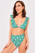 Printed High Waist High Leg Bikini Bottoms