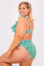 Printed High Waist High Leg Bikini Bottoms