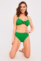 Textured Bandeau Crinkle Ring Detail Bikini Top