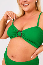 Textured Bandeau Crinkle Ring Detail Bikini Top