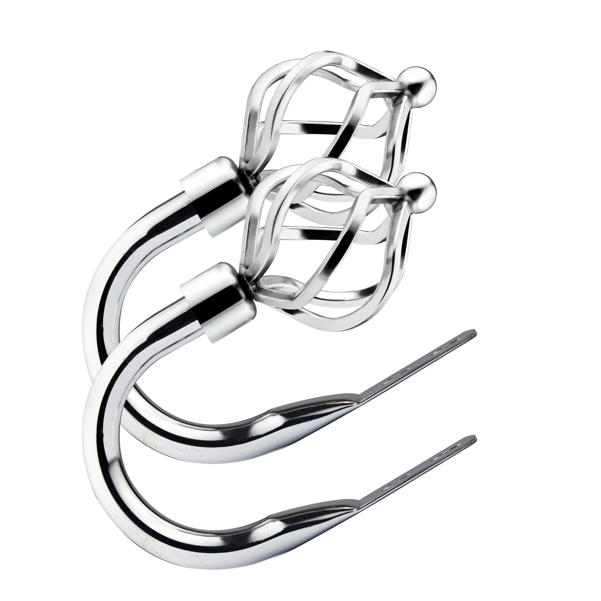 Chrome Bird Cage Curtain Holdbacks (Pair)