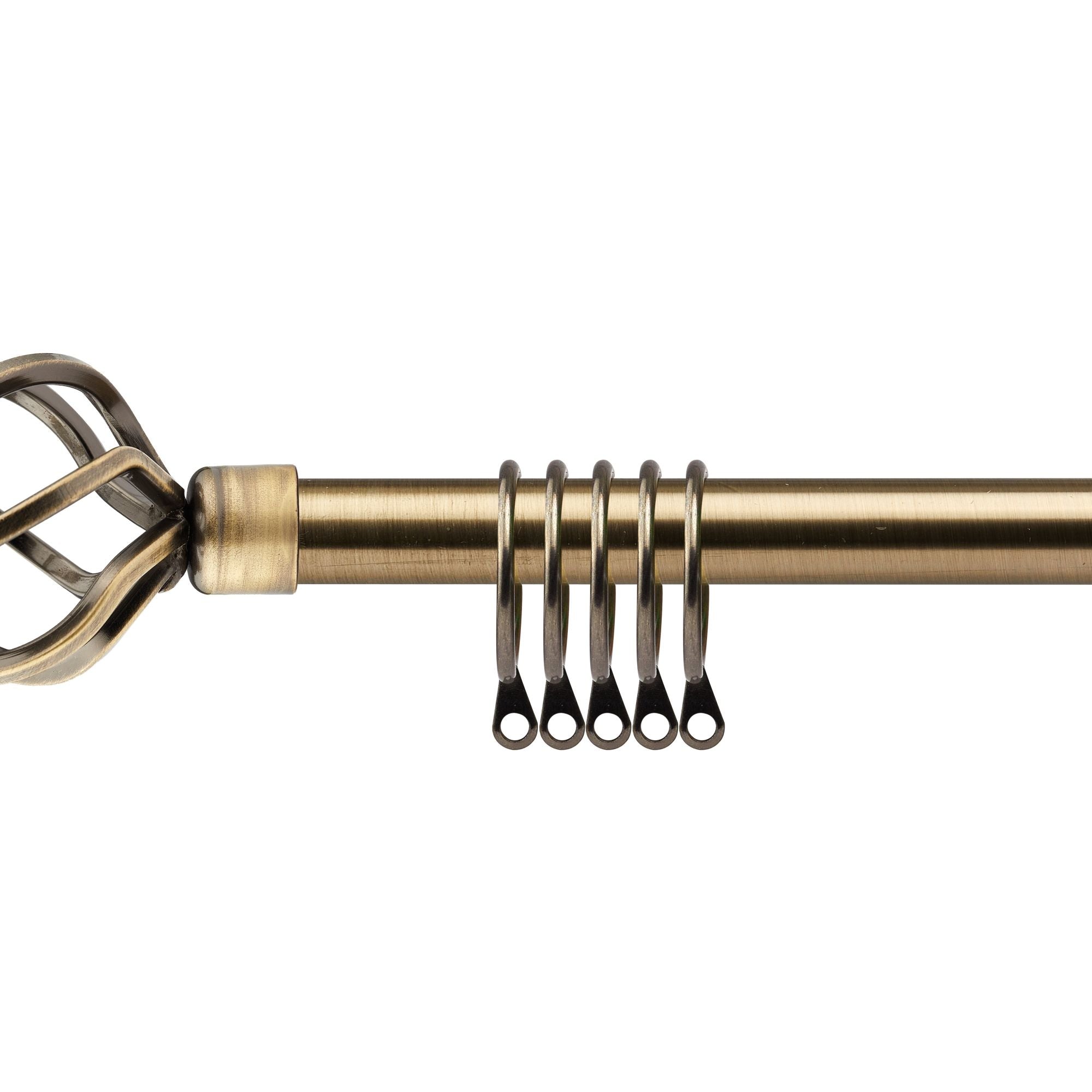Antique Brass Bird Cage Extendable Curtain Pole with Rings