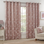 Blossom Blush Pink Lined Eyelet Jacquard Curtains