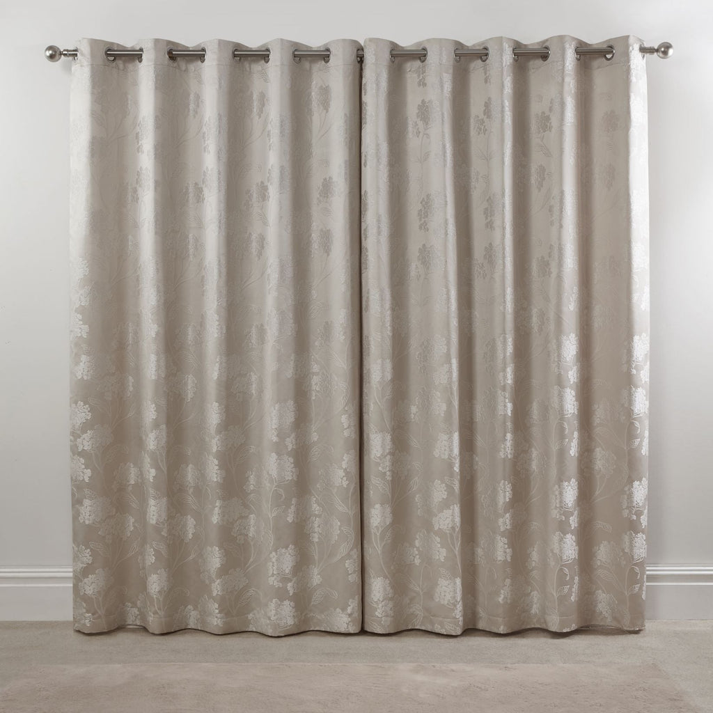Blossom Cream Lined Eyelet Jacquard Curtains
