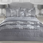 Blossom Silver Embellished Jacquard Quilted Bedspread Set (220cm x 240cm)