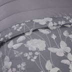 Butterfly Meadow Silver Embellished Jacquard Quilted Bedspread Set