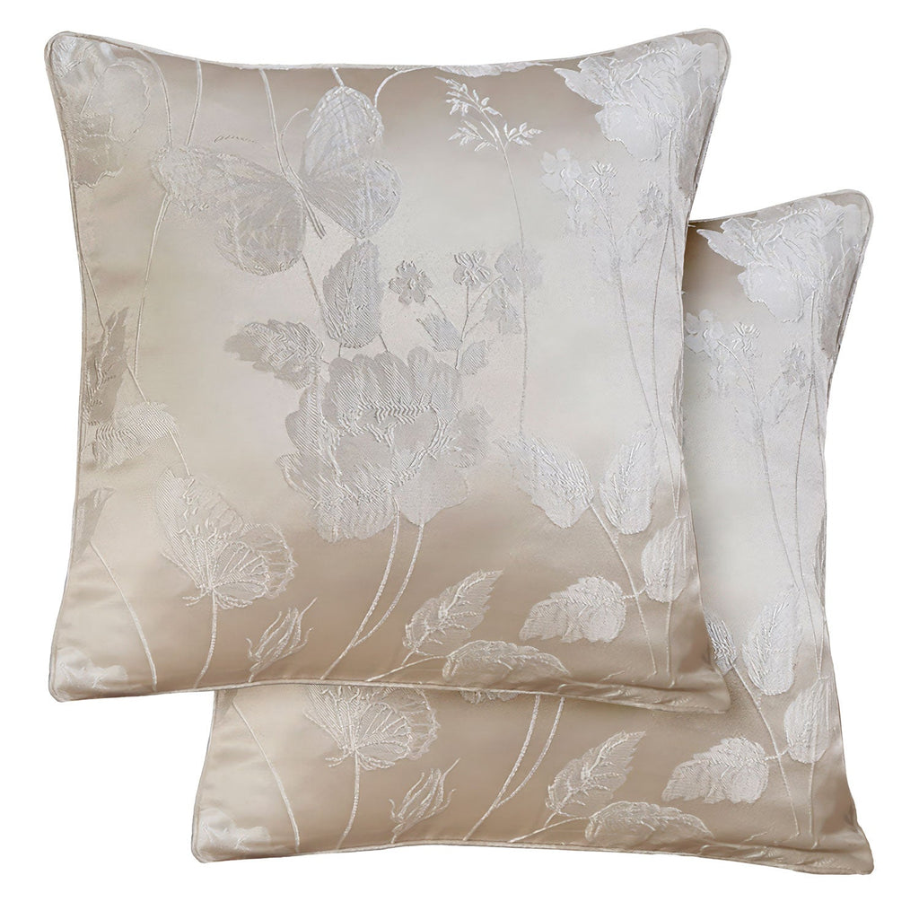 Butterfly Meadow Cream Jacquard Cushion Covers Pair (43cm x 43cm)