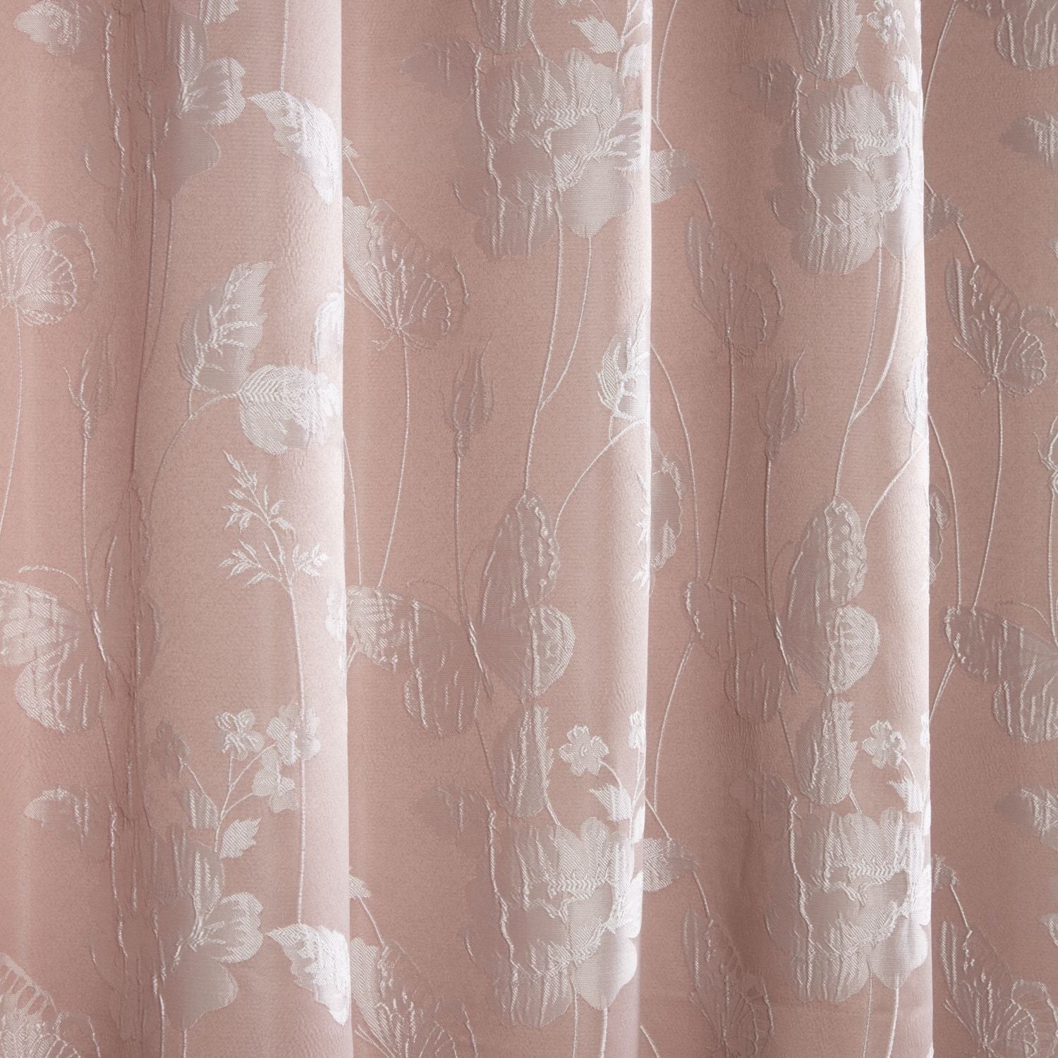 Butterfly Meadow Blush Pink Lined Eyelet Jacquard Curtains