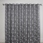 Butterfly Meadow Silver Grey Lined Eyelet Jacquard Curtains