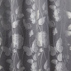 Butterfly Meadow Silver Grey Lined Eyelet Jacquard Curtains