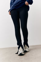 Black Sculpt & Control High Waisted Split Hem Ribbed Legging