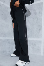 Contrast Piping Wide Leg Joggers