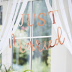 Rose Gold Scripted Just Married Banner