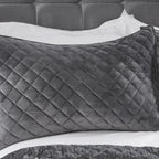 Regent Silver Quilted Soft Touch Velvet Bedspread Set