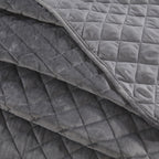 Regent Silver Quilted Soft Touch Velvet Bedspread Set
