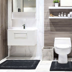 Diamante Black Sparkle 2 Piece Bath and Pedestal Mat Set