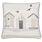 Beach Huts Natural Outdoor Cushion (43cm x 43cm)
