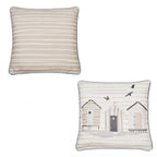 Beach Huts Natural Outdoor Cushion (43cm x 43cm)