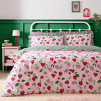 Fun Strawberries Pink Reversible Duvet Set