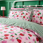 Fun Strawberries Pink Reversible Duvet Set