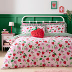 Fun Strawberries Pink Reversible Duvet Set