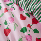 Fun Strawberries Pink Reversible Duvet Set