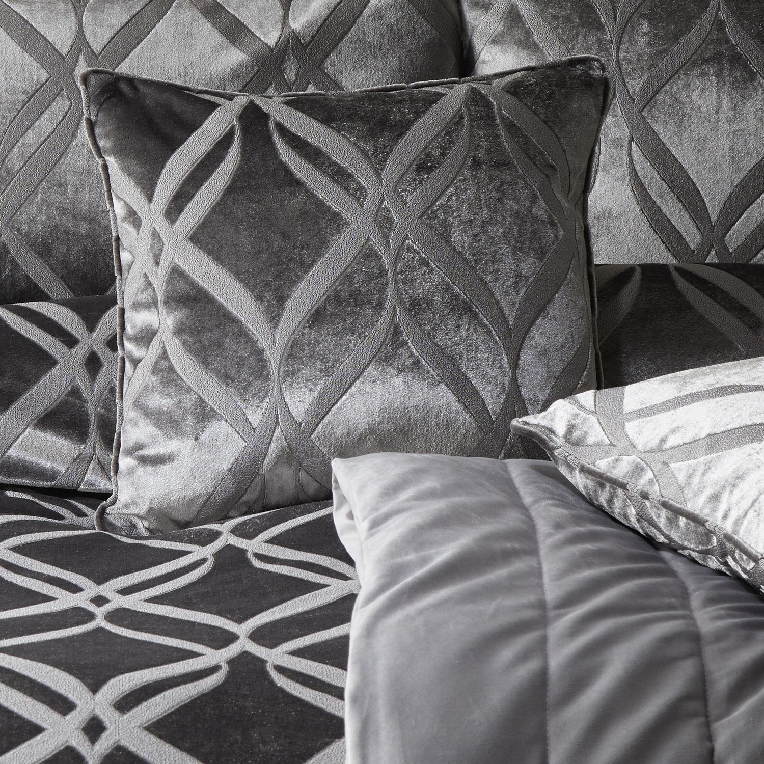 Belfort Slate Velvet Cushion (43cm x 43cm)
