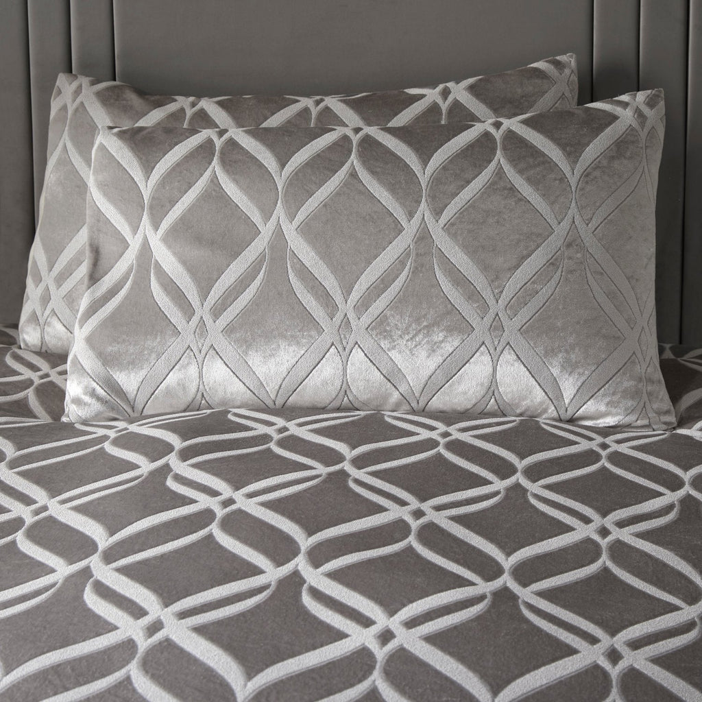 Belfort Silver Grey Velvet Duvet Set