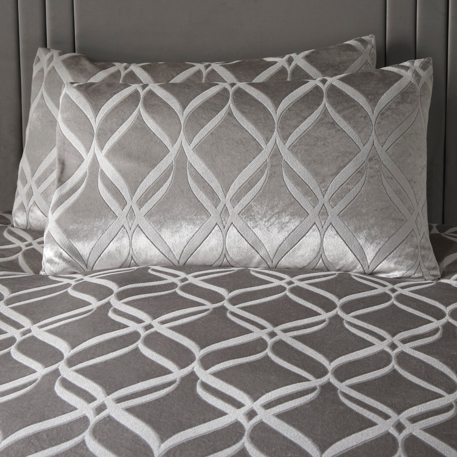 Belfort Silver Grey Velvet Duvet Set