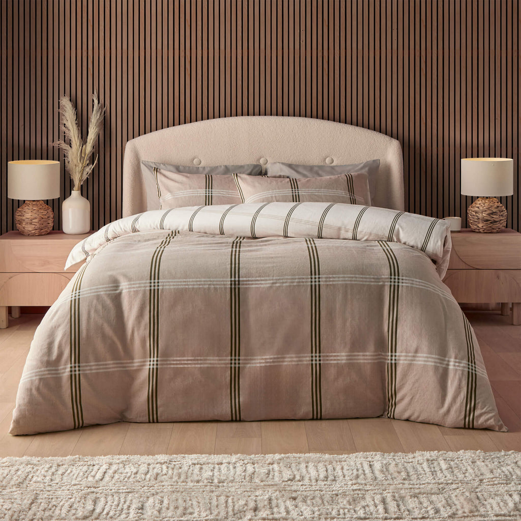 Silentnight Natural Check Brushed Cotton Duvet Set