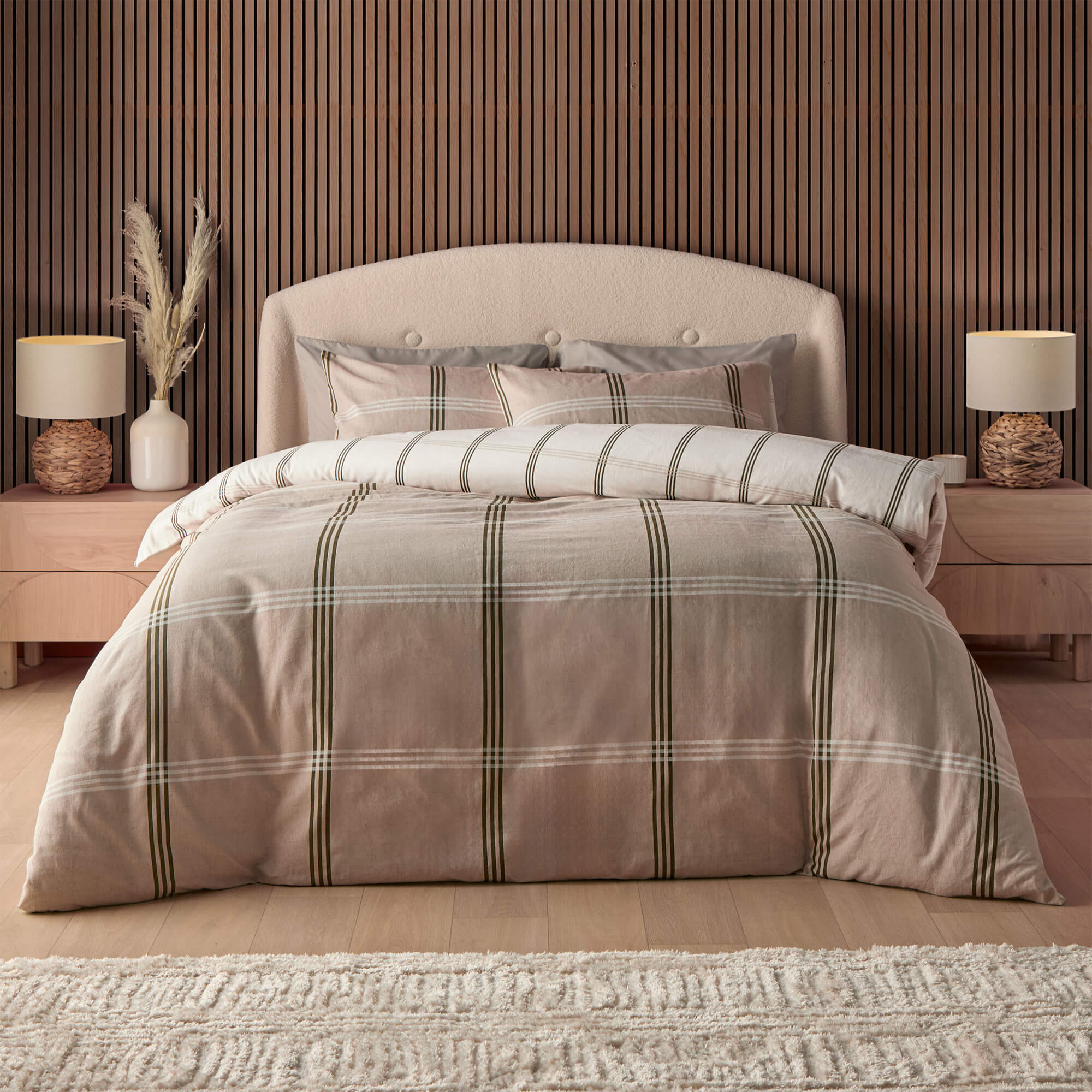 Silentnight Natural Check Brushed Cotton Duvet Set