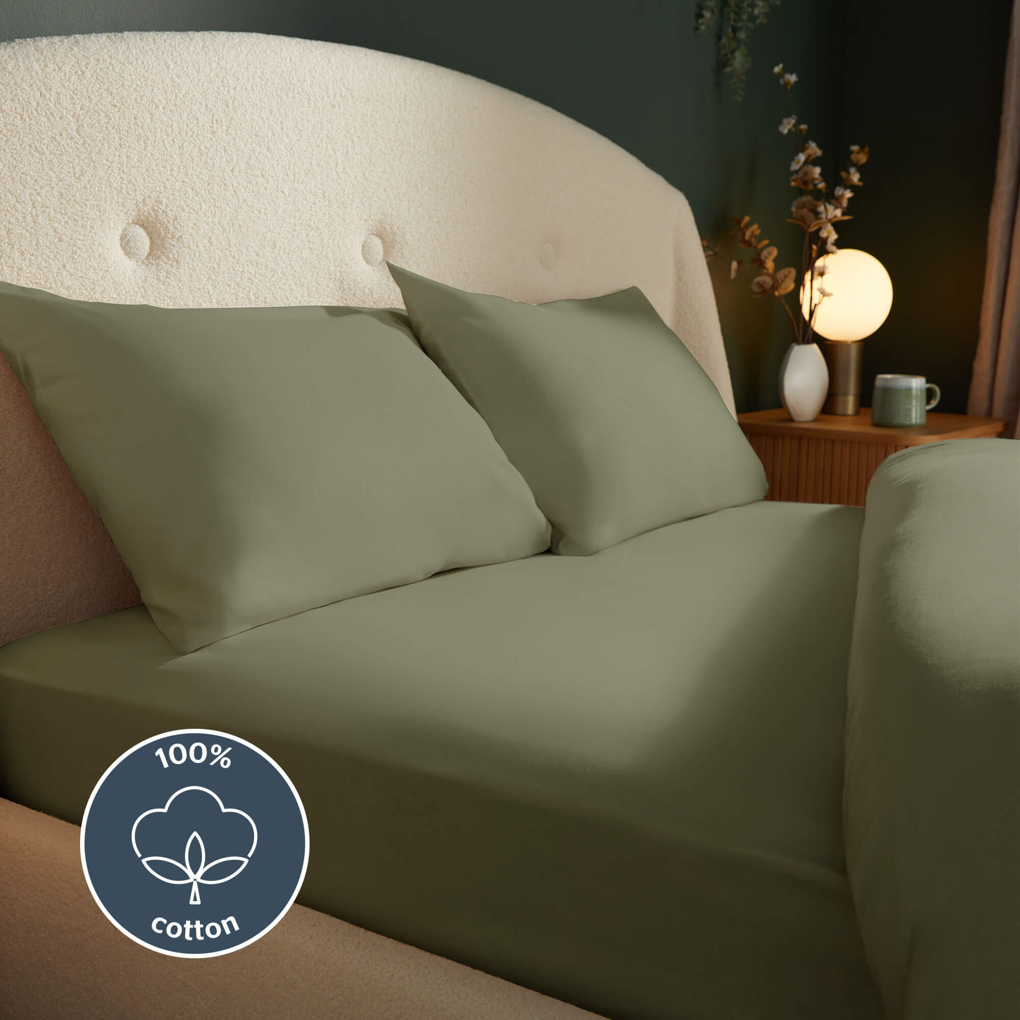 Silentnight Olive Green Brushed Cotton Fitted Sheet