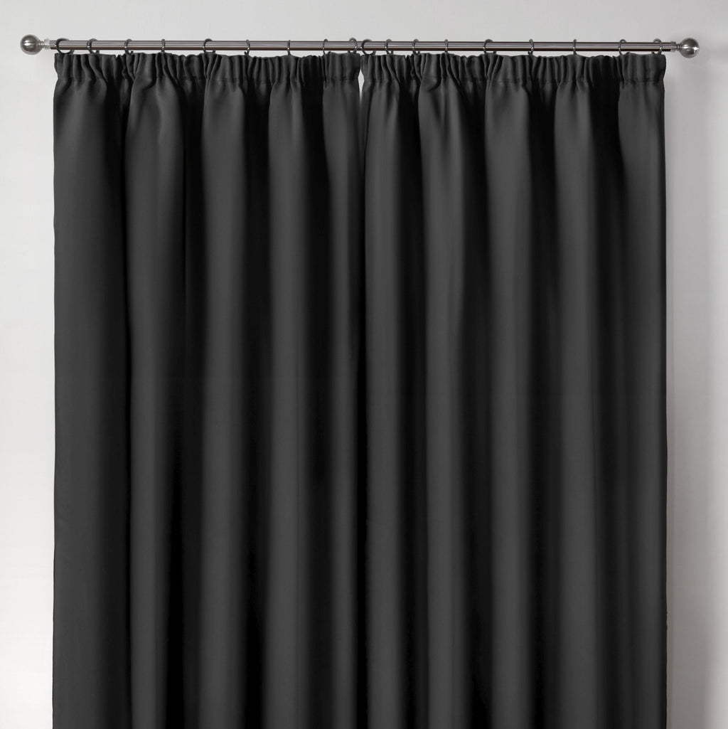 Cali Black Thermal Blackout Pencil Pleat Curtains