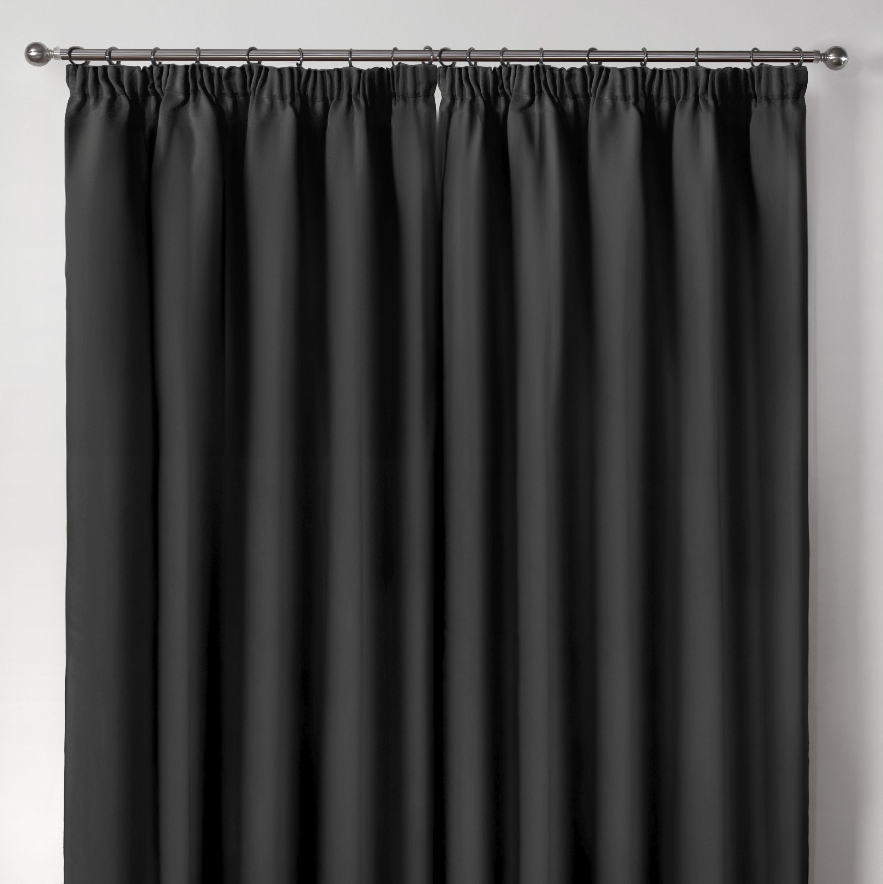 Cali Black Thermal Blackout Pencil Pleat Curtains