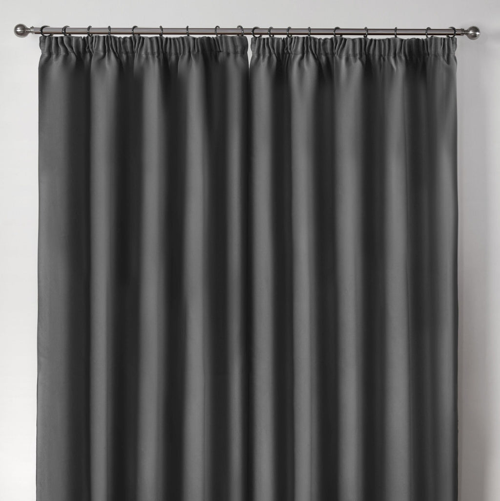 Cali Charcoal Grey Thermal Blackout Pencil Pleat Curtains