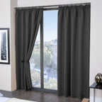 Cali Charcoal Grey Thermal Blackout Pencil Pleat Curtains
