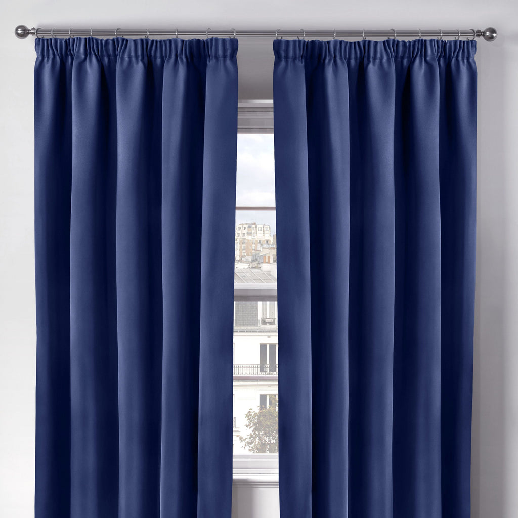 Cali Navy Blue Thermal Blackout Pencil Pleat Curtains