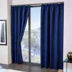 Cali Navy Blue Thermal Blackout Pencil Pleat Curtains