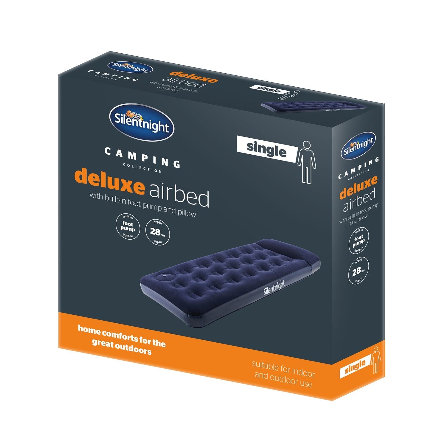 Silentnight Camping Collection Blue Flock Airbed with Built In Foot Pump