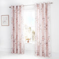 Catherine Lansfield Canterbury Blush Floral Lined Eyelet Curtains