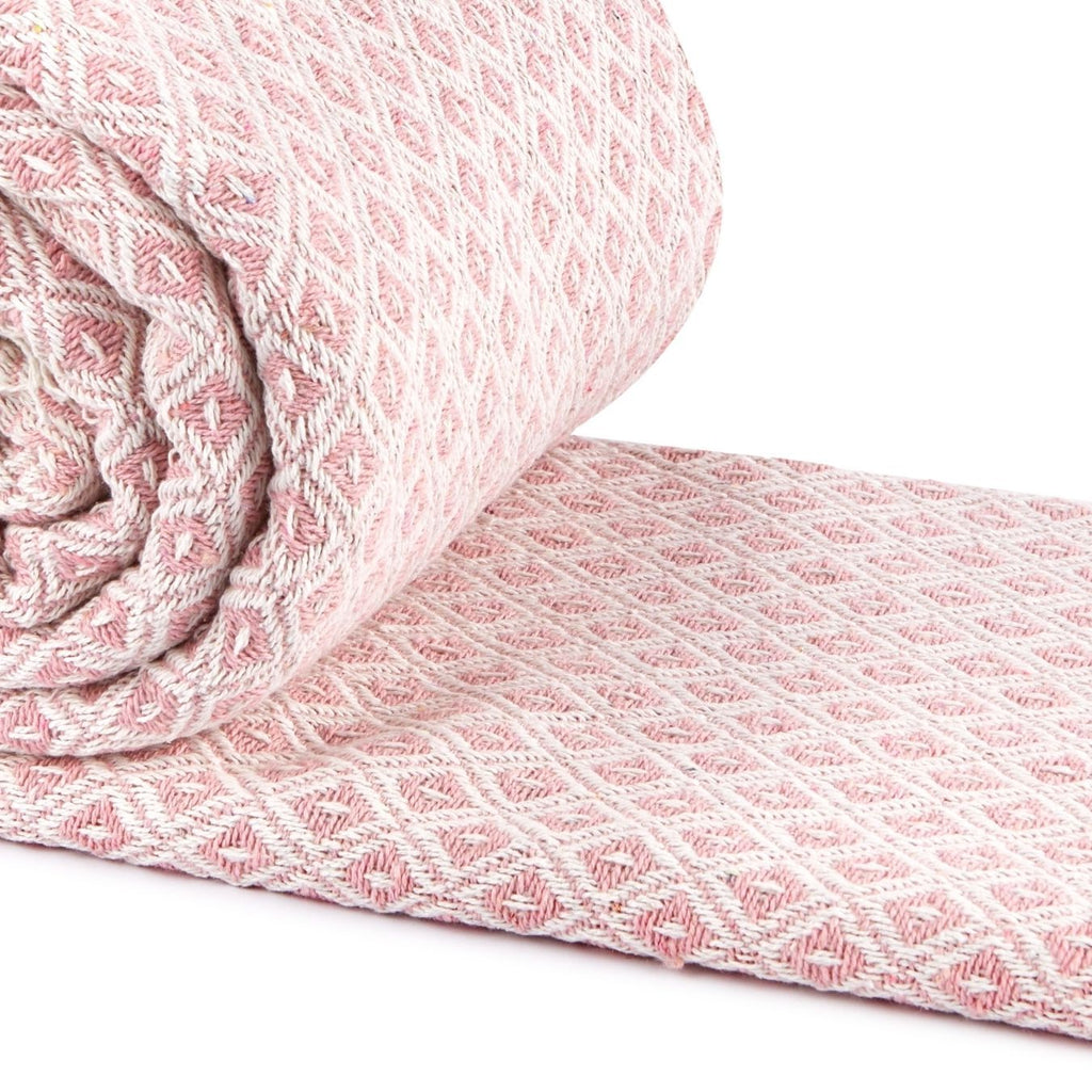 Casablanca Blush Pink Scandi Woven Recycled Cotton Throw