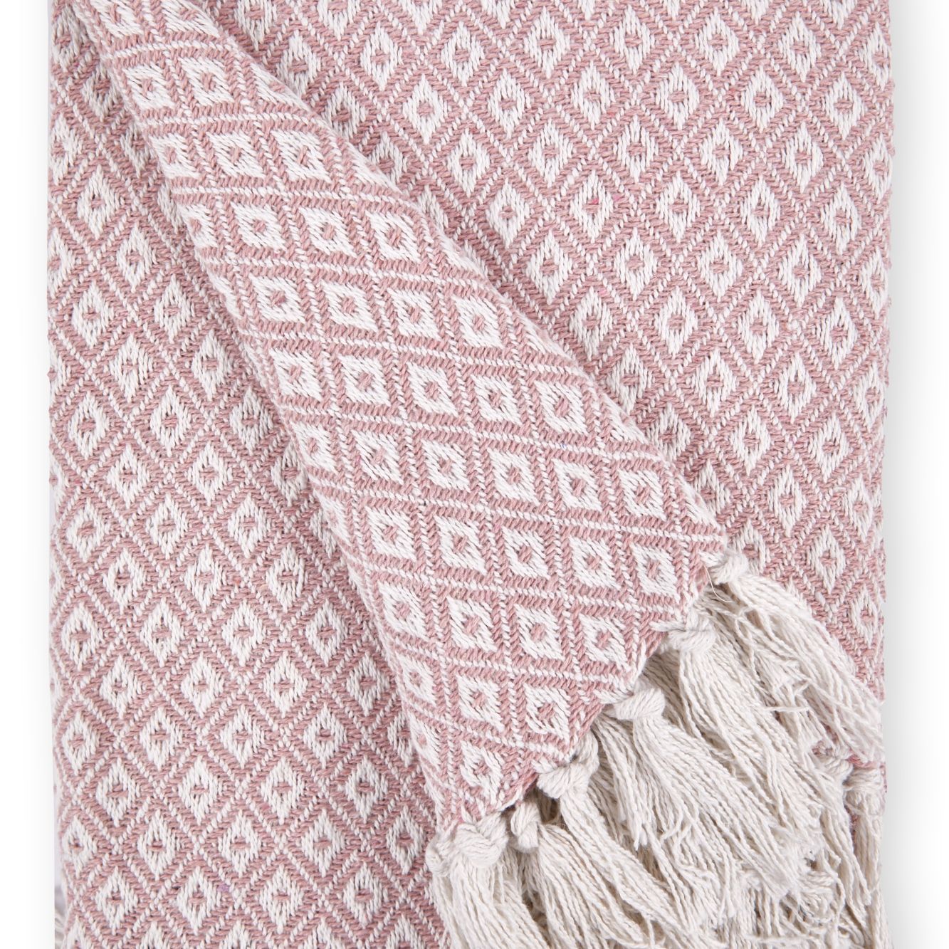 Casablanca Blush Pink Scandi Woven Recycled Cotton Throw