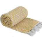 Casablanca Ochre Scandi Woven Recycled Cotton Throw