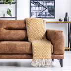 Casablanca Ochre Scandi Woven Recycled Cotton Throw