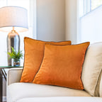 Chelsea Orange Velvet Cushion Cover Pair (43cm x 43cm)