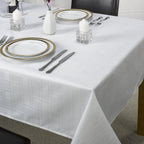 Chequers White Jacquard Table Cloth
