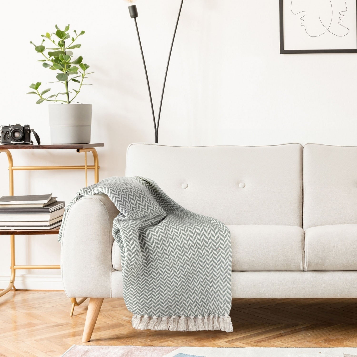 Cherokee Silver Scandi Woven Recycled Cotton Throw