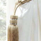 Chloe Beige Rope Diamante Tassel Curtain Tiebacks (Pair)